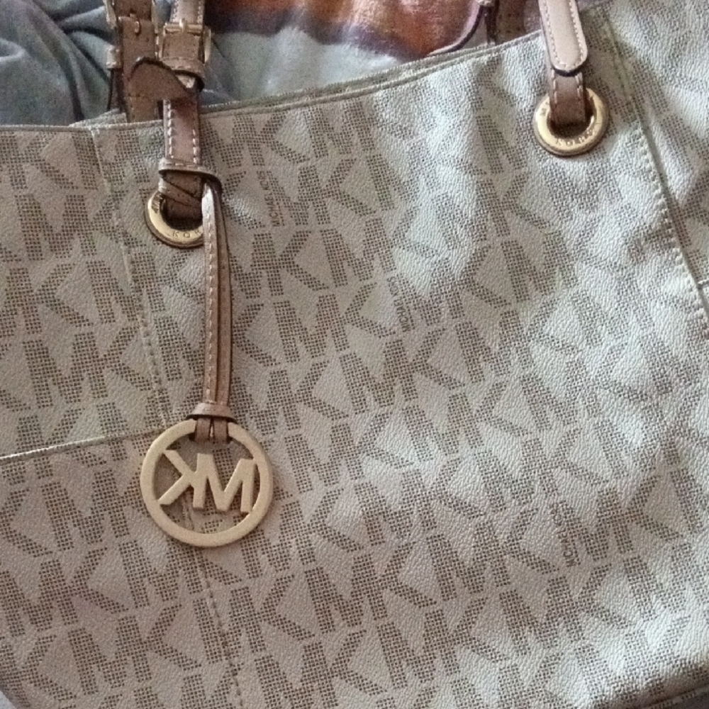 Michael Kors Monogrammed Tan Tote